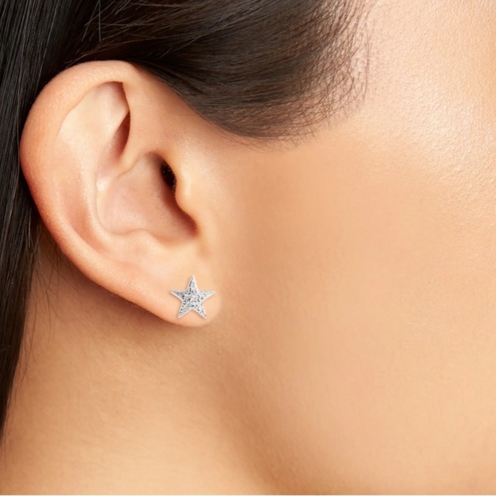 Gorjana 18k Silver Plated Textured Star Studs - Picture 3 of 3